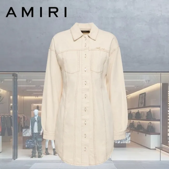 AMIRI  |Plain Cotton Logo Shirts & Blouses