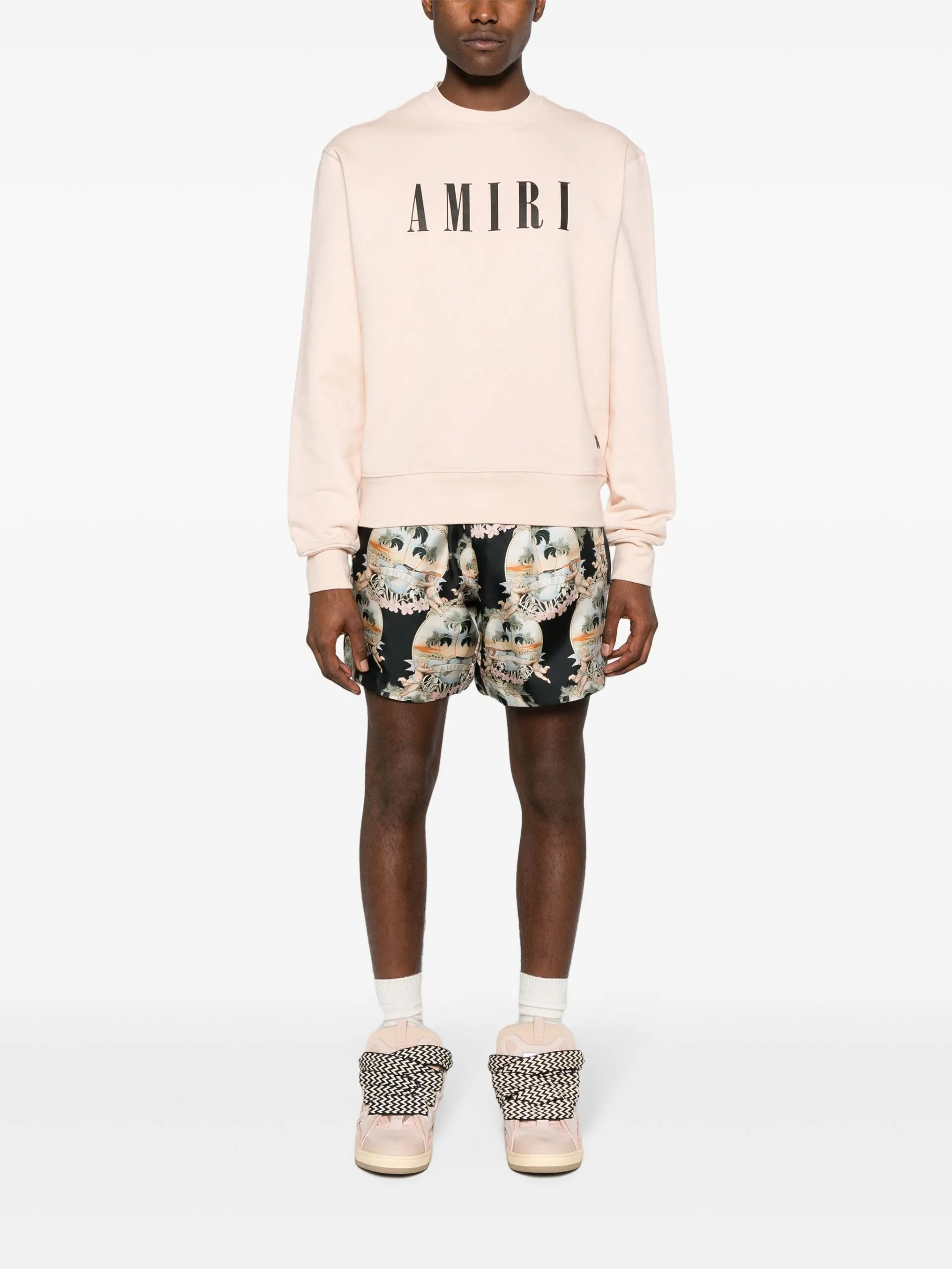 AMIRI  |Street Style Long Sleeves Plain Cotton Logo Sweatshirts