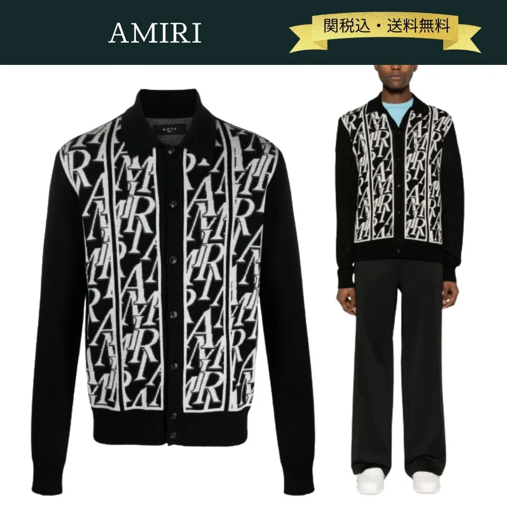 AMIRI  |Wool Street Style Long Sleeves Plain Logo Polos