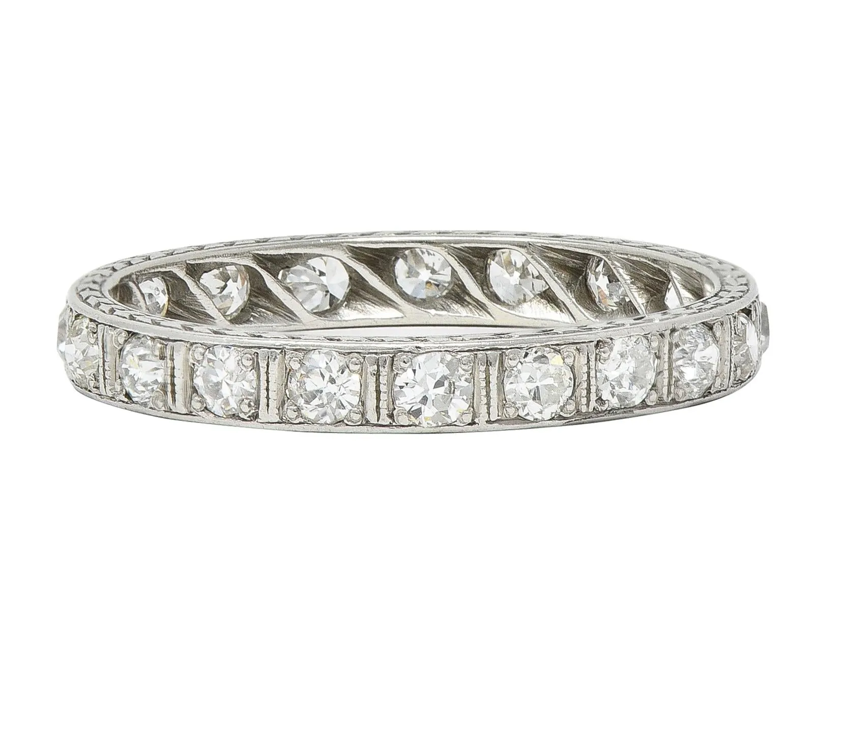 Art Deco 0.80 CTW Old European Cut Diamond Platinum Eternity Band Ring