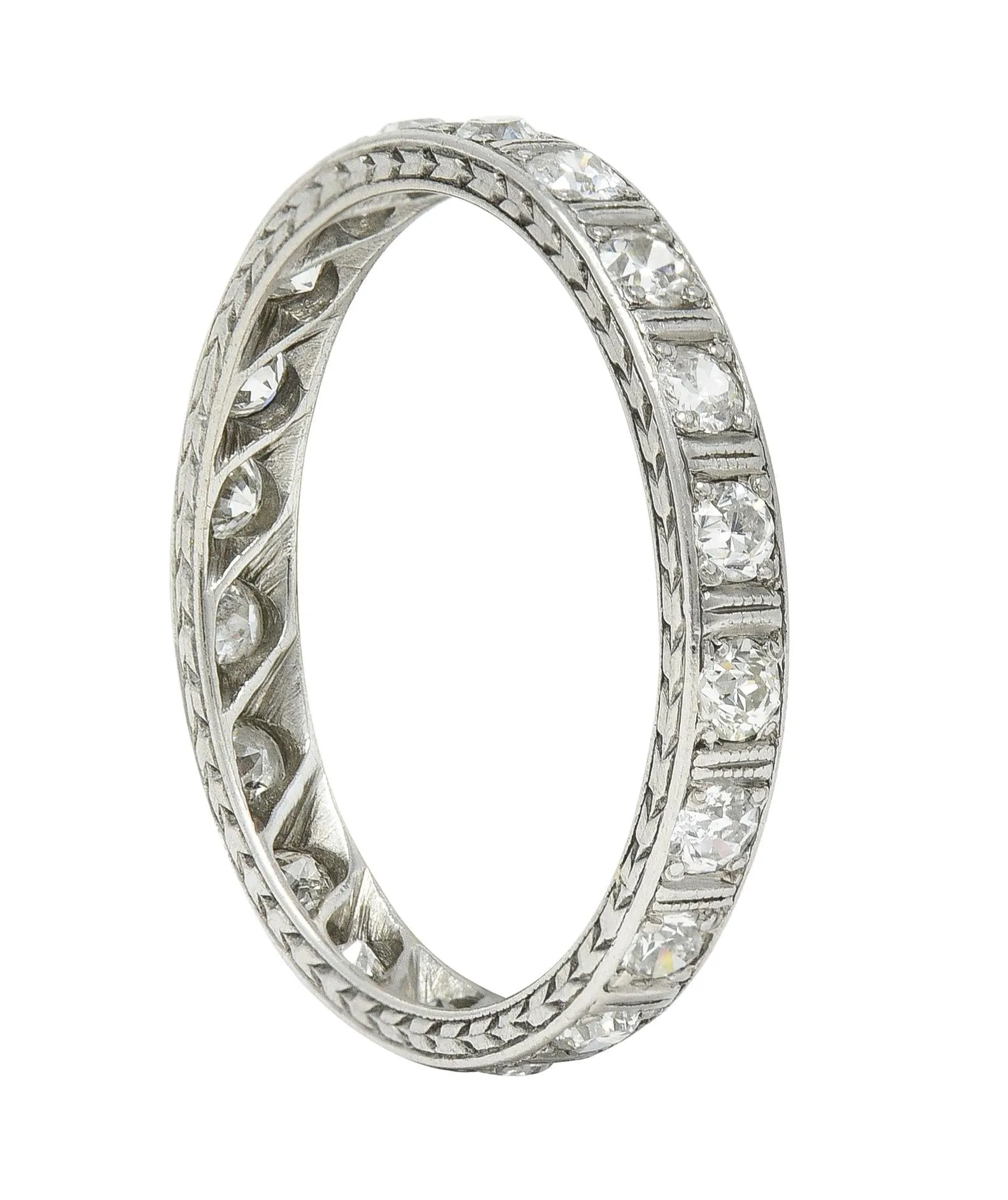 Art Deco 0.80 CTW Old European Cut Diamond Platinum Eternity Band Ring