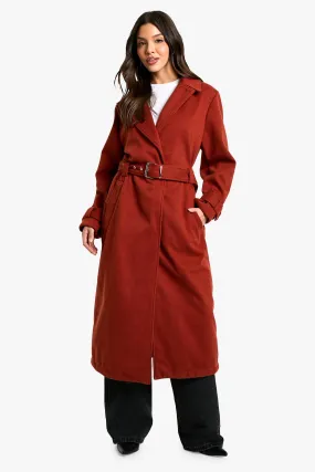 Belted Wool Look Maxi Coat