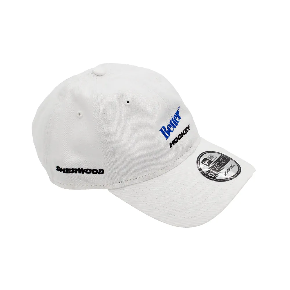 Better GIFT SHOP SHERWOOD BETTER HOCKEY NEW ERA ADJUSTABLE HAT // WHITE