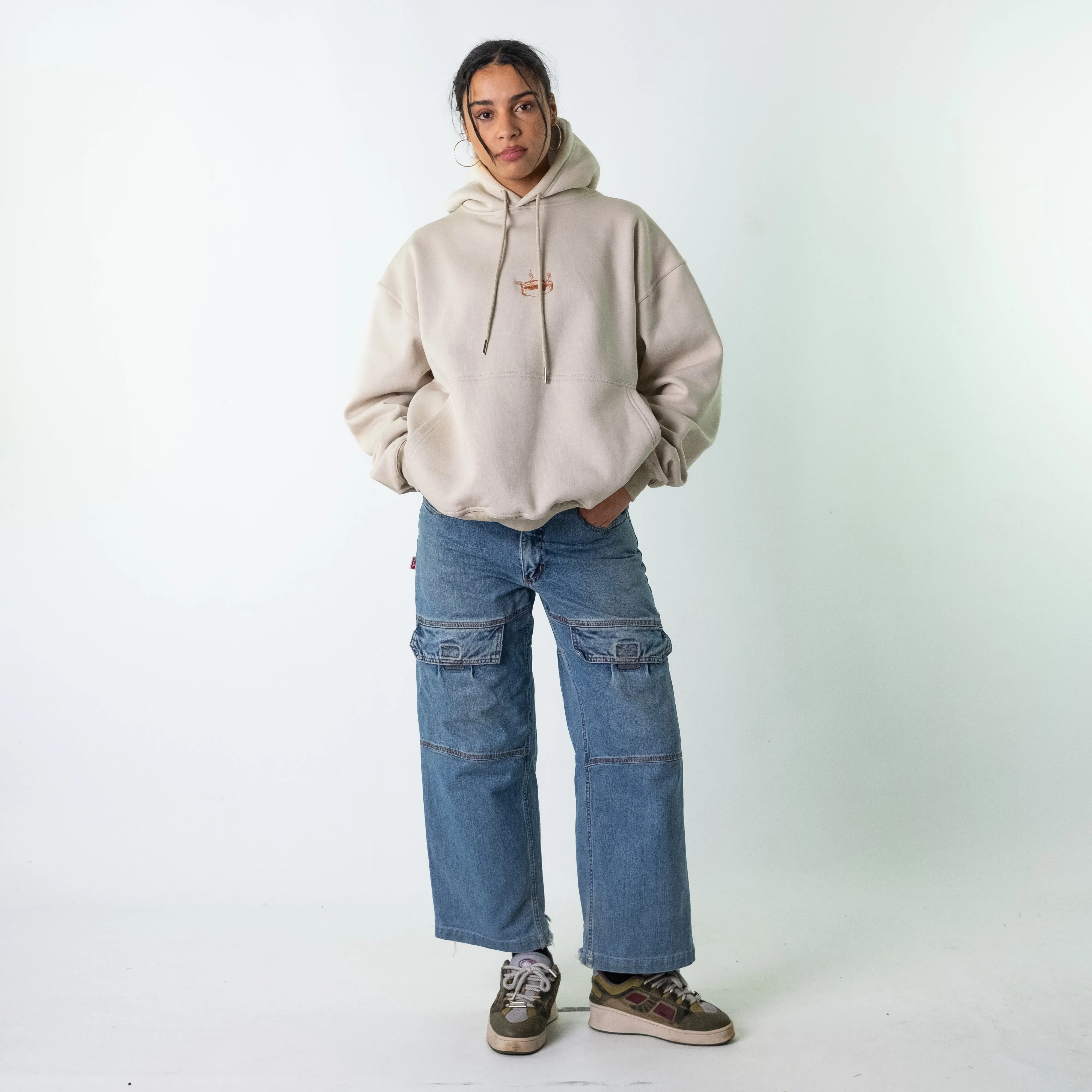 Blue Denim 90s Baggy Hip Hop Rifle Cargo Skater Trousers Pants Jeans (30x28)