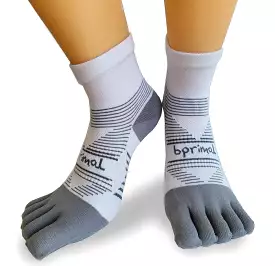 Bprimal Performance Five-Toe Socks - Regular Weight - Mini-Crew - White