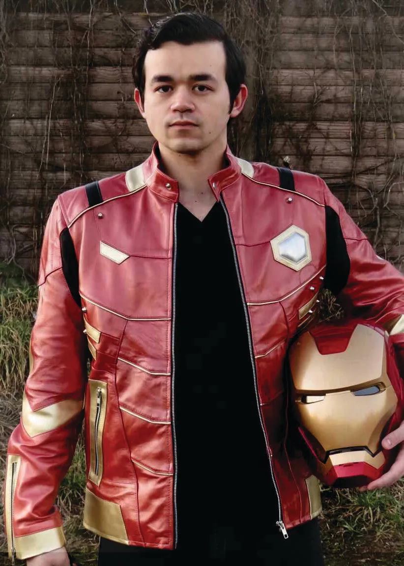 Buy Mens Iron Man Tony Stark Red & Gold Armor Leather Jacket