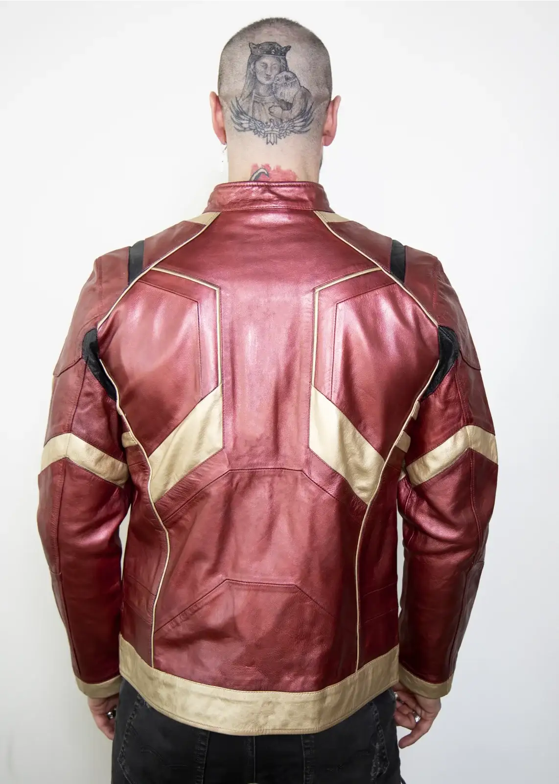 Buy Mens Iron Man Tony Stark Red & Gold Armor Leather Jacket