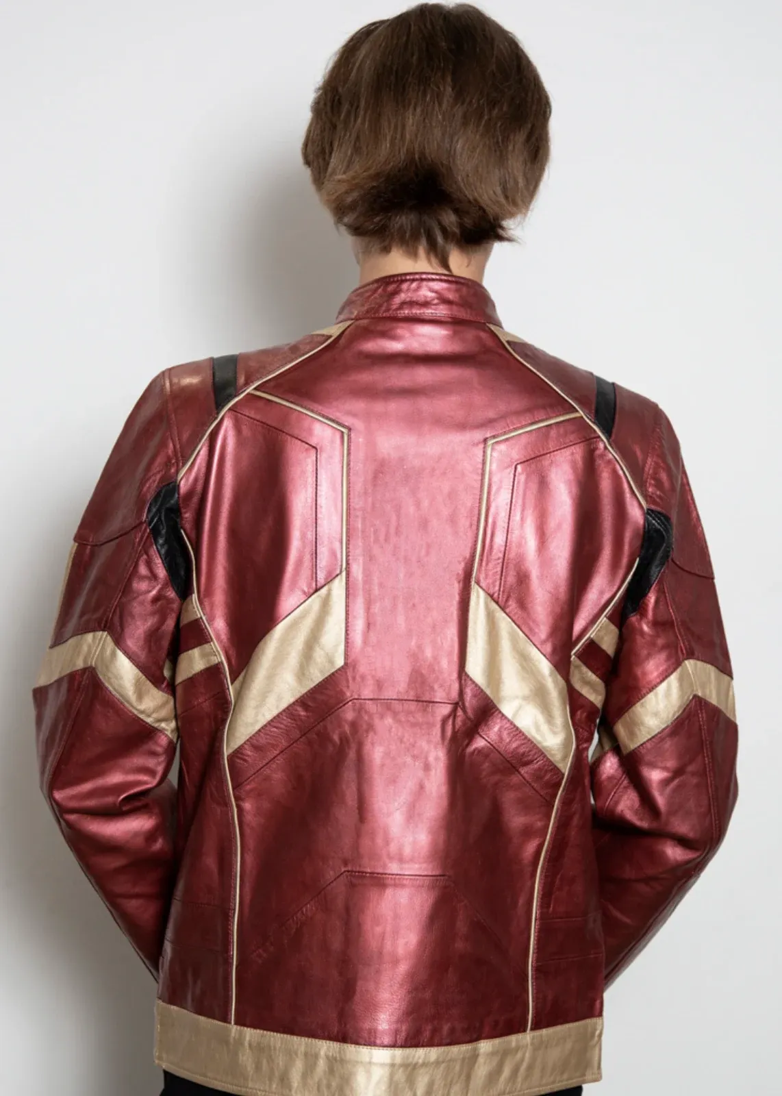 Buy Mens Iron Man Tony Stark Red & Gold Armor Leather Jacket