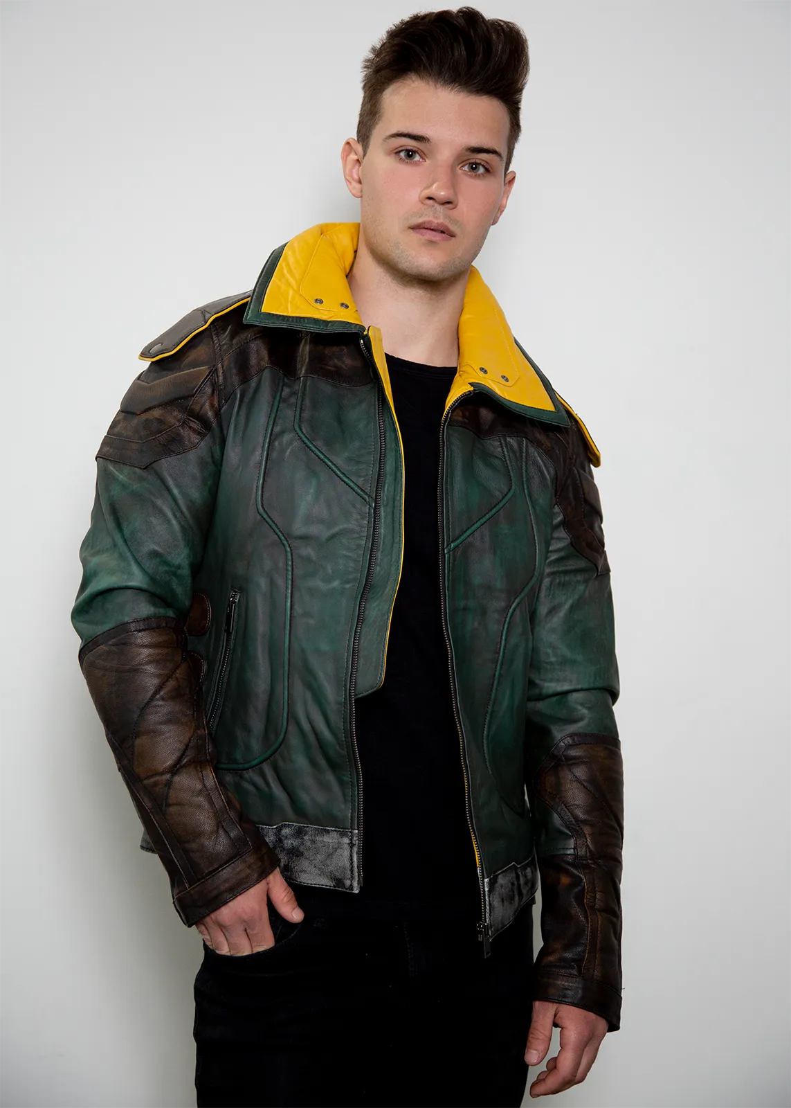 Buy Mens Zane Limited Edition Borderlands Leather Jacket Green | LucaJackets