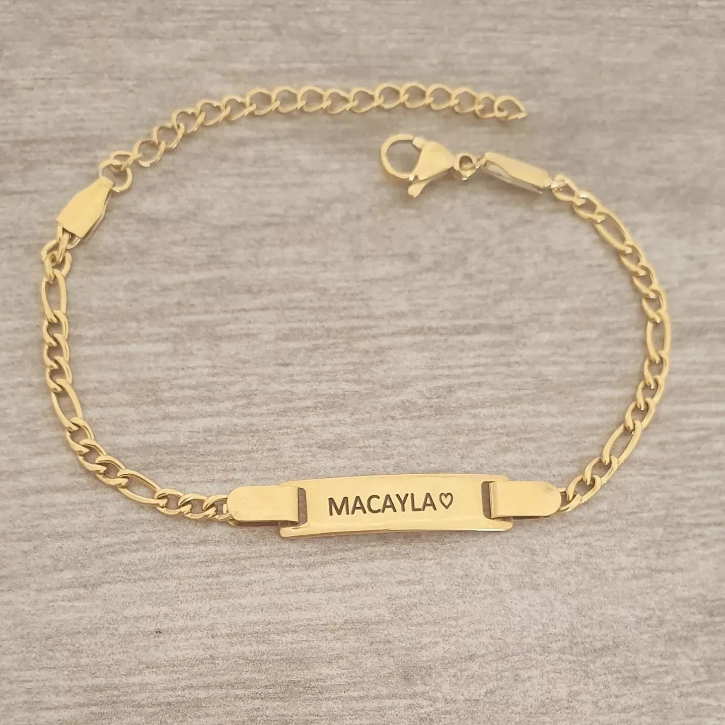 Caitlin-Lee Personalized ID Bracelet Gold Stainless Steel, Adjustable Size (READY IN 3 DAYS)