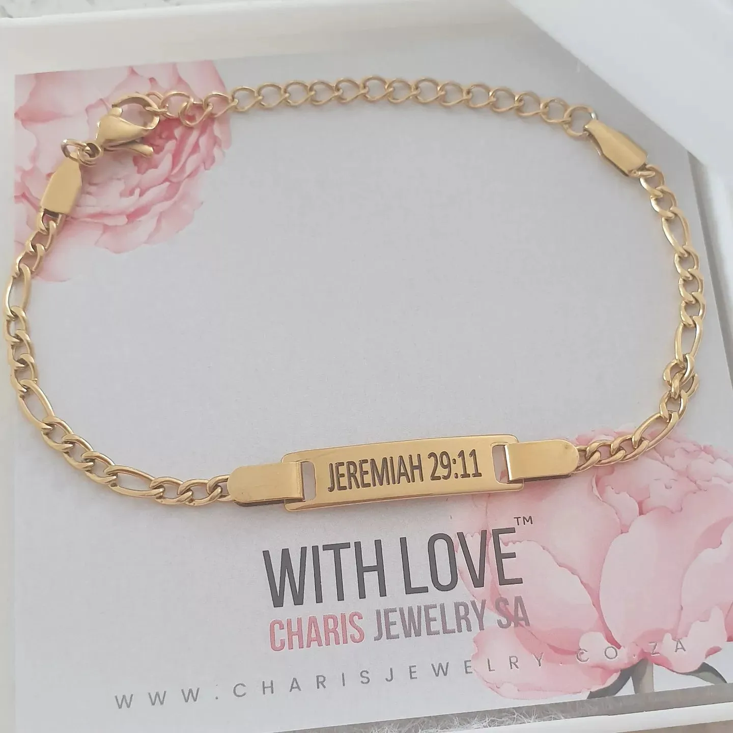 Caitlin-Lee Personalized ID Bracelet Gold Stainless Steel, Adjustable Size (READY IN 3 DAYS)