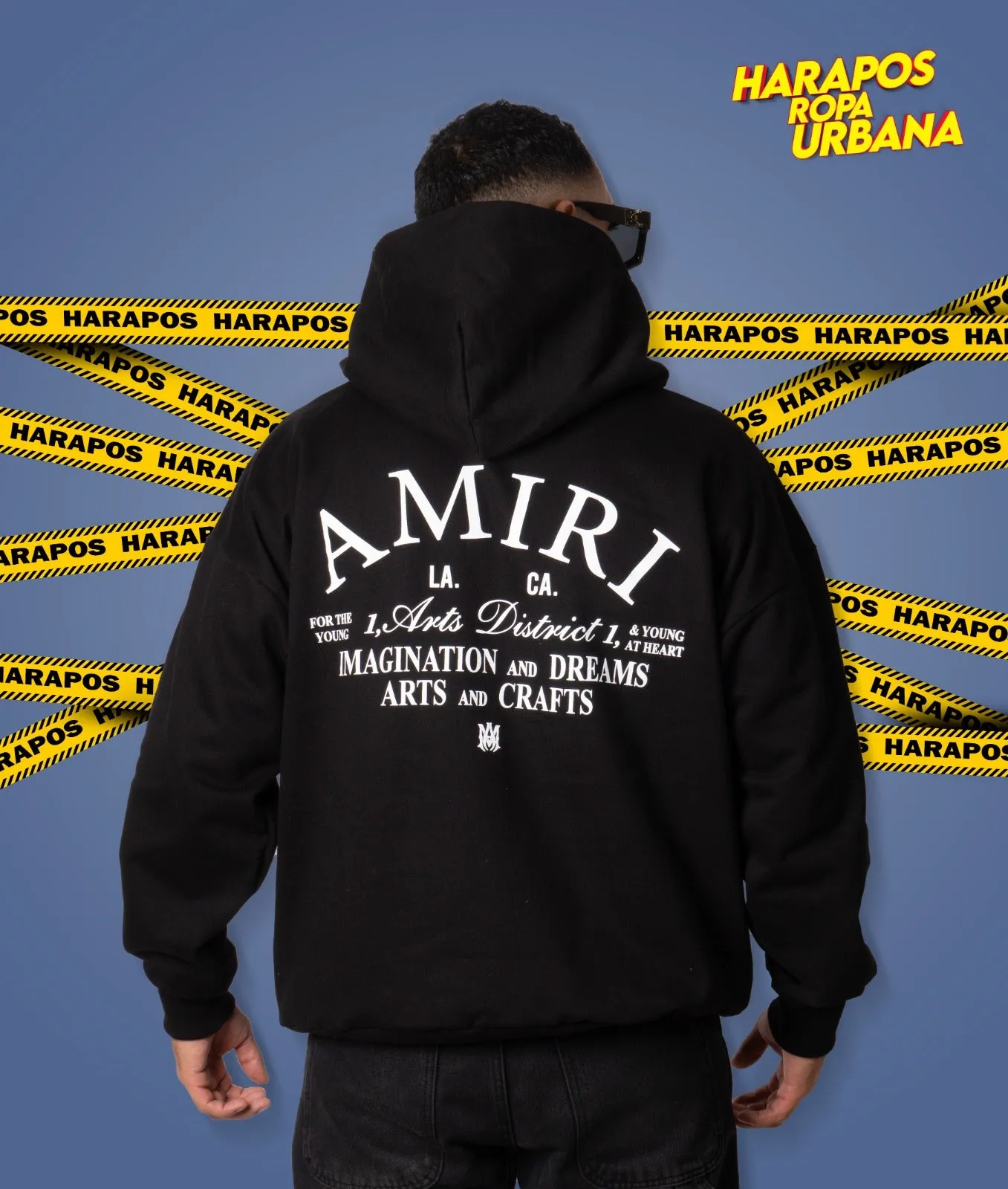 Canguro amiri oversize negro con letras