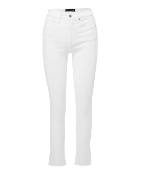 Carly Kick Flare Raw Hem Denim (White)