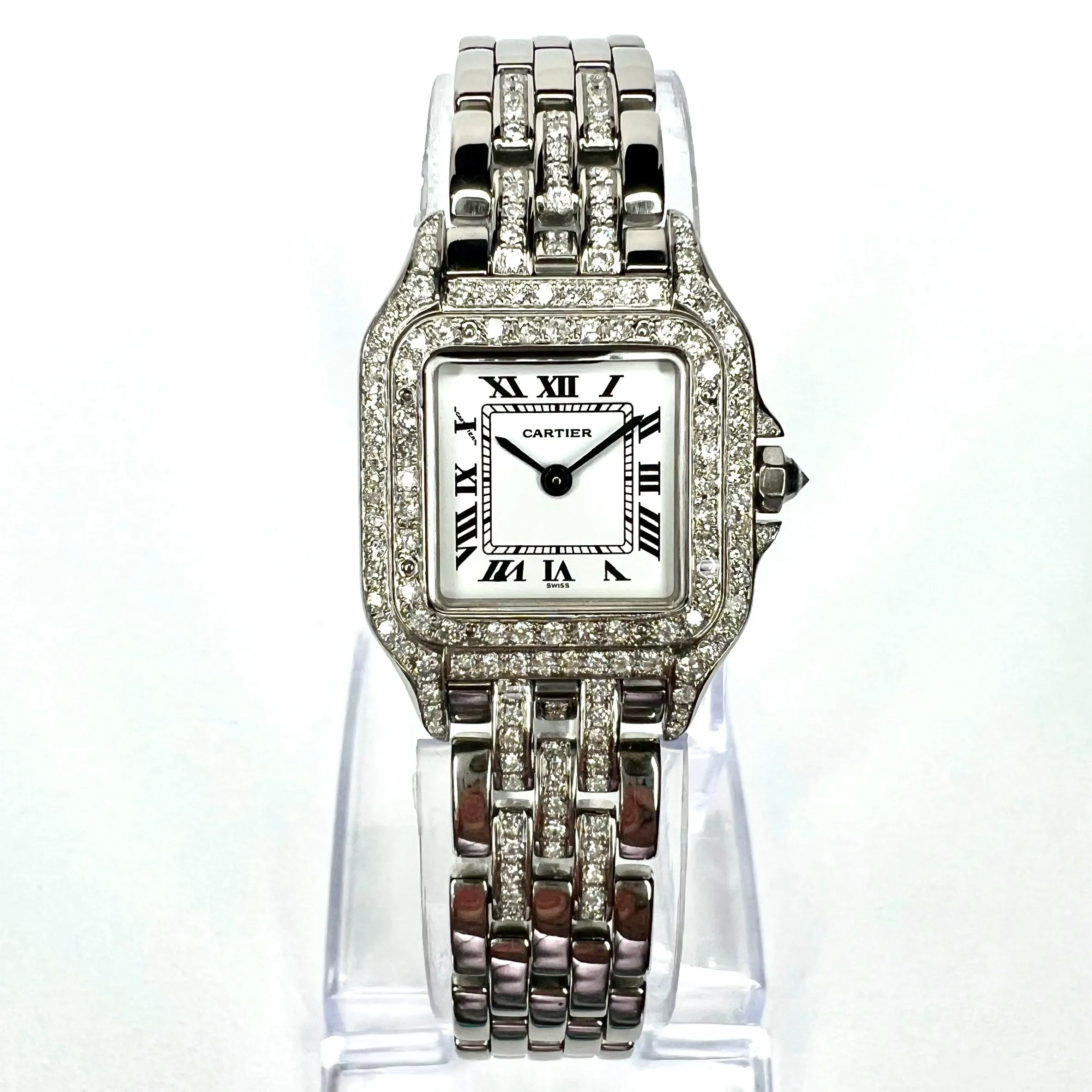 CARTIER PANTHERE Quartz 23mm Steel ~1.50TCW Diamond Watch