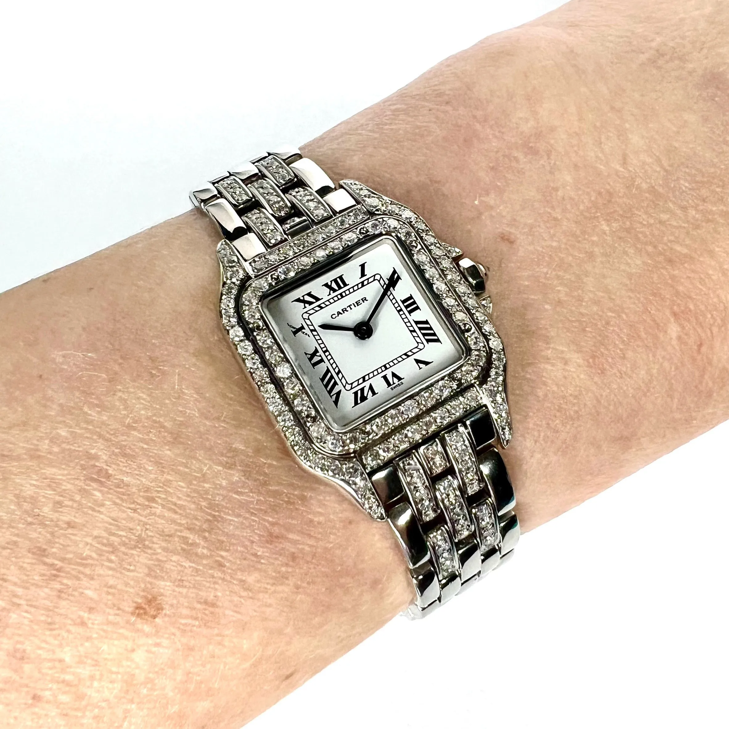 CARTIER PANTHERE Quartz 23mm Steel ~1.50TCW Diamond Watch