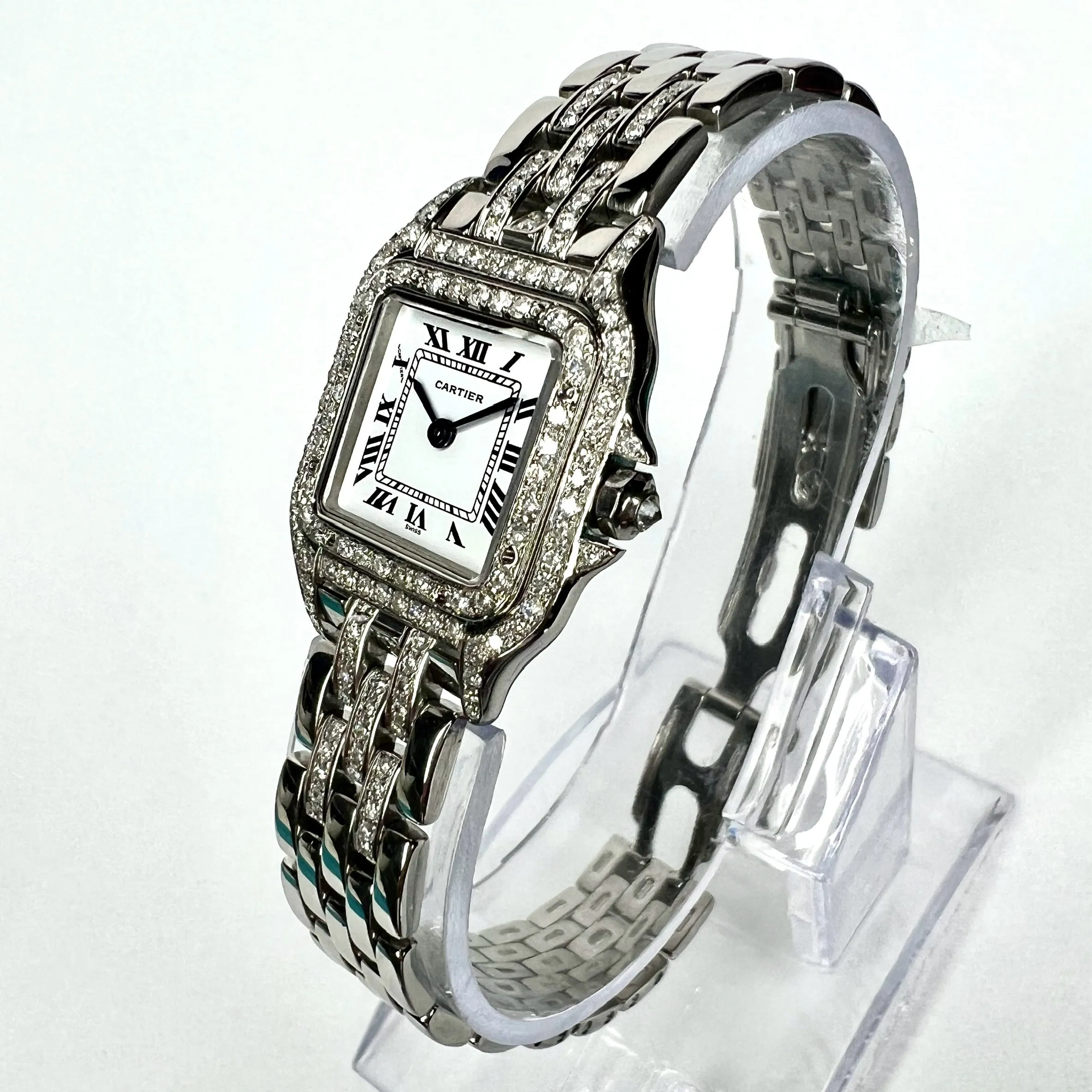 CARTIER PANTHERE Quartz 23mm Steel ~1.50TCW Diamond Watch