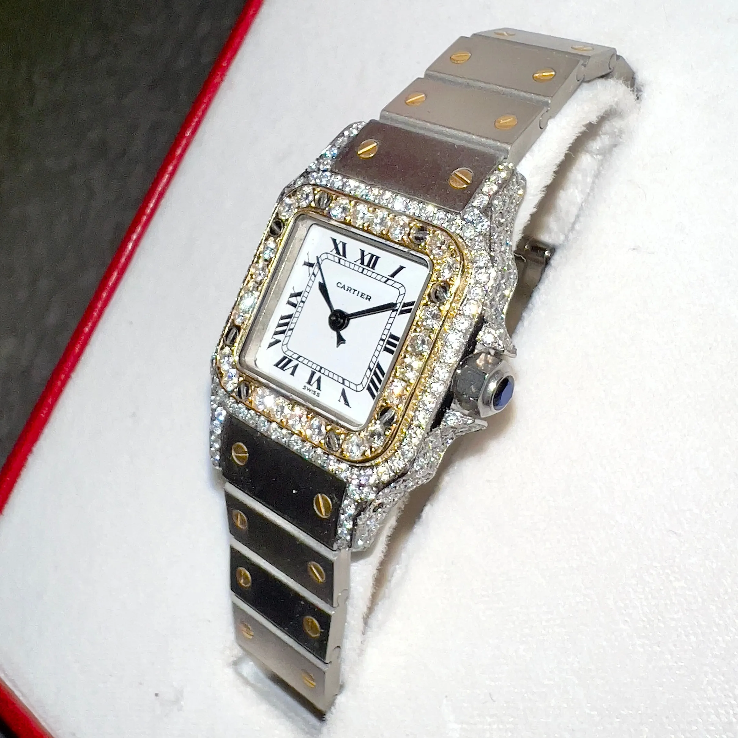 CARTIER SANTOS GALBEE 24mm Automatic 2 Tone 1.9TCW Diamond Watch