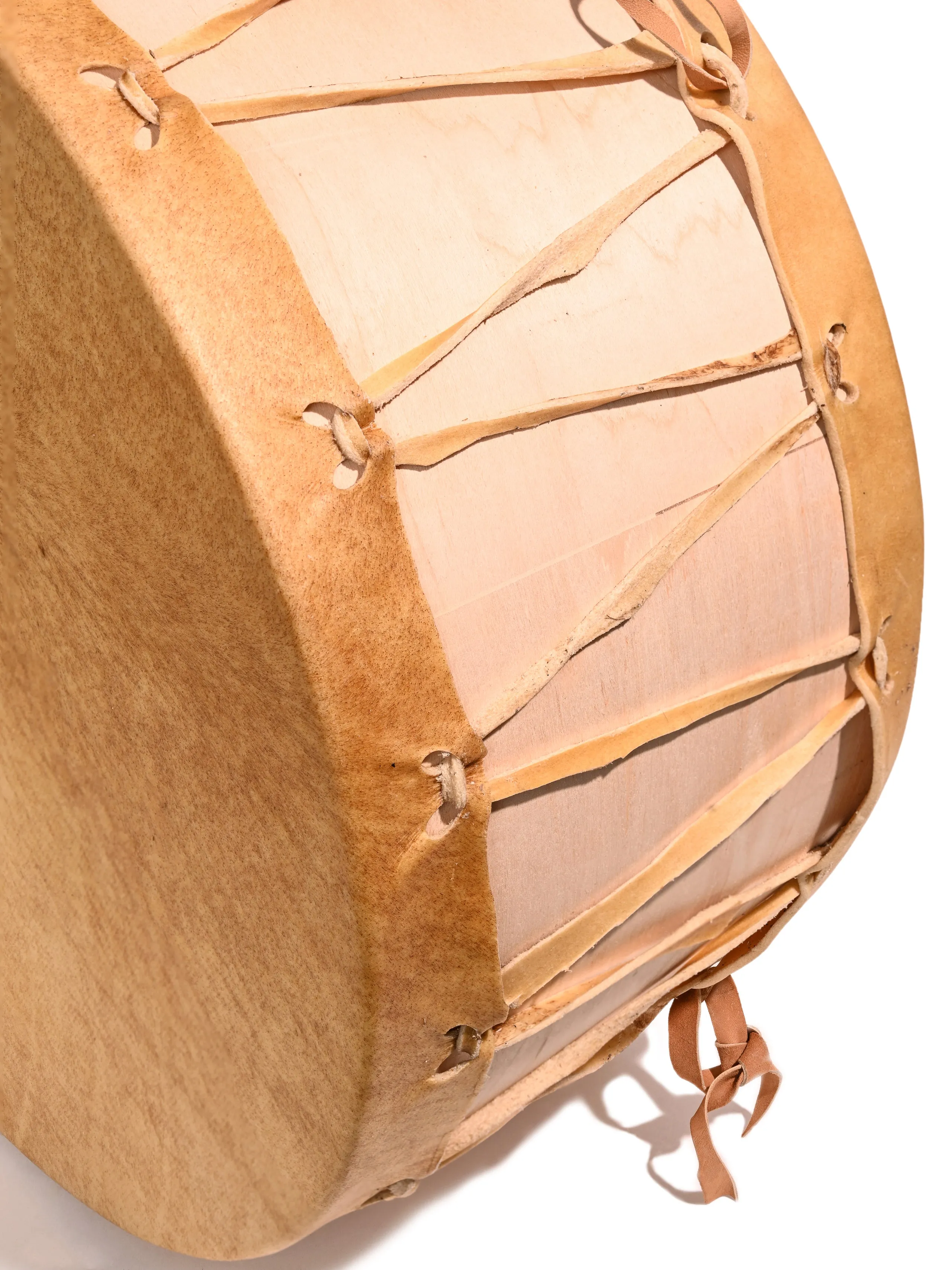 Ceremonial Native American Style Buffalo Hide Double-Sided Drum with Stand