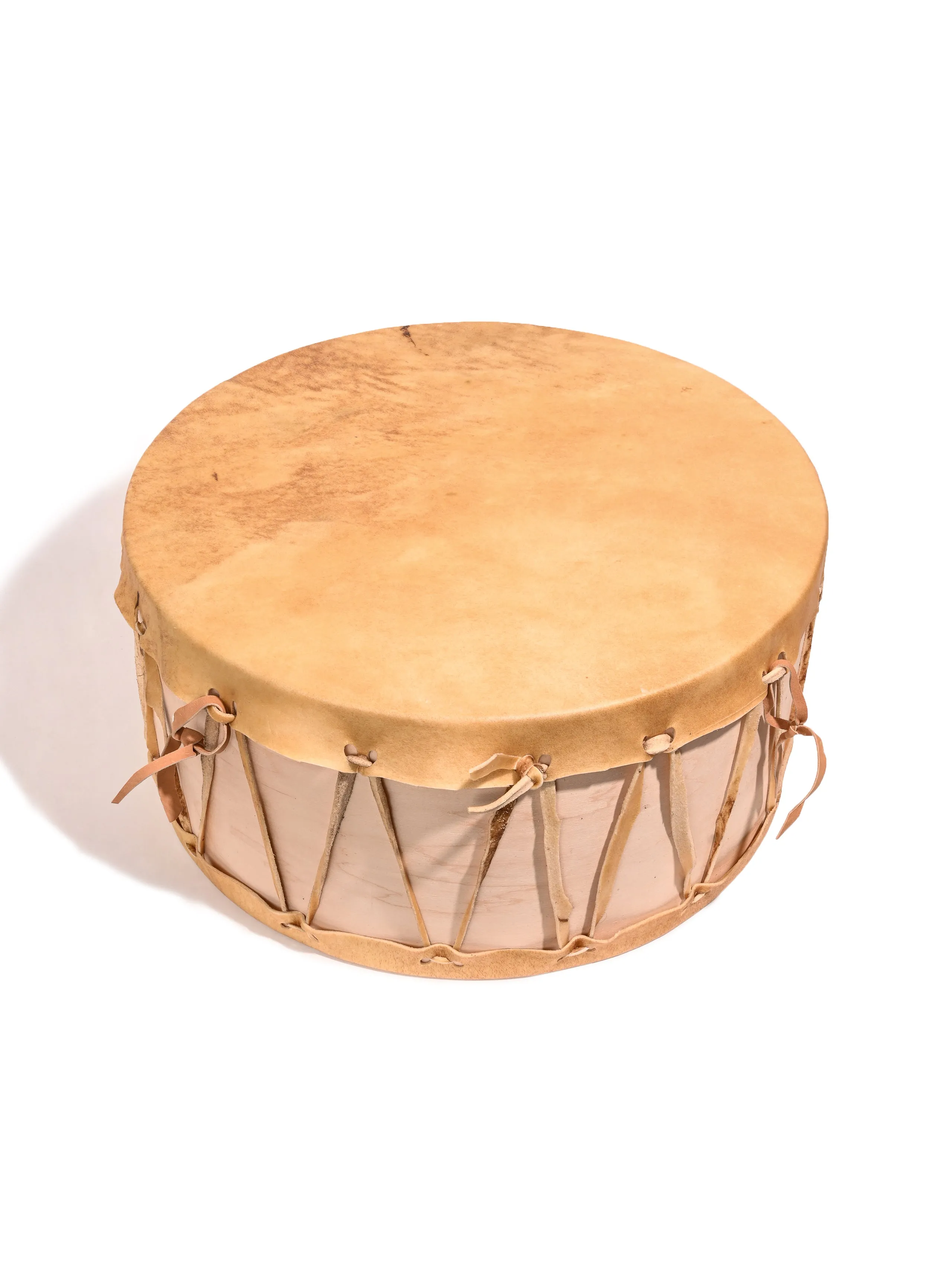 Ceremonial Native American Style Buffalo Hide Double-Sided Drum with Stand