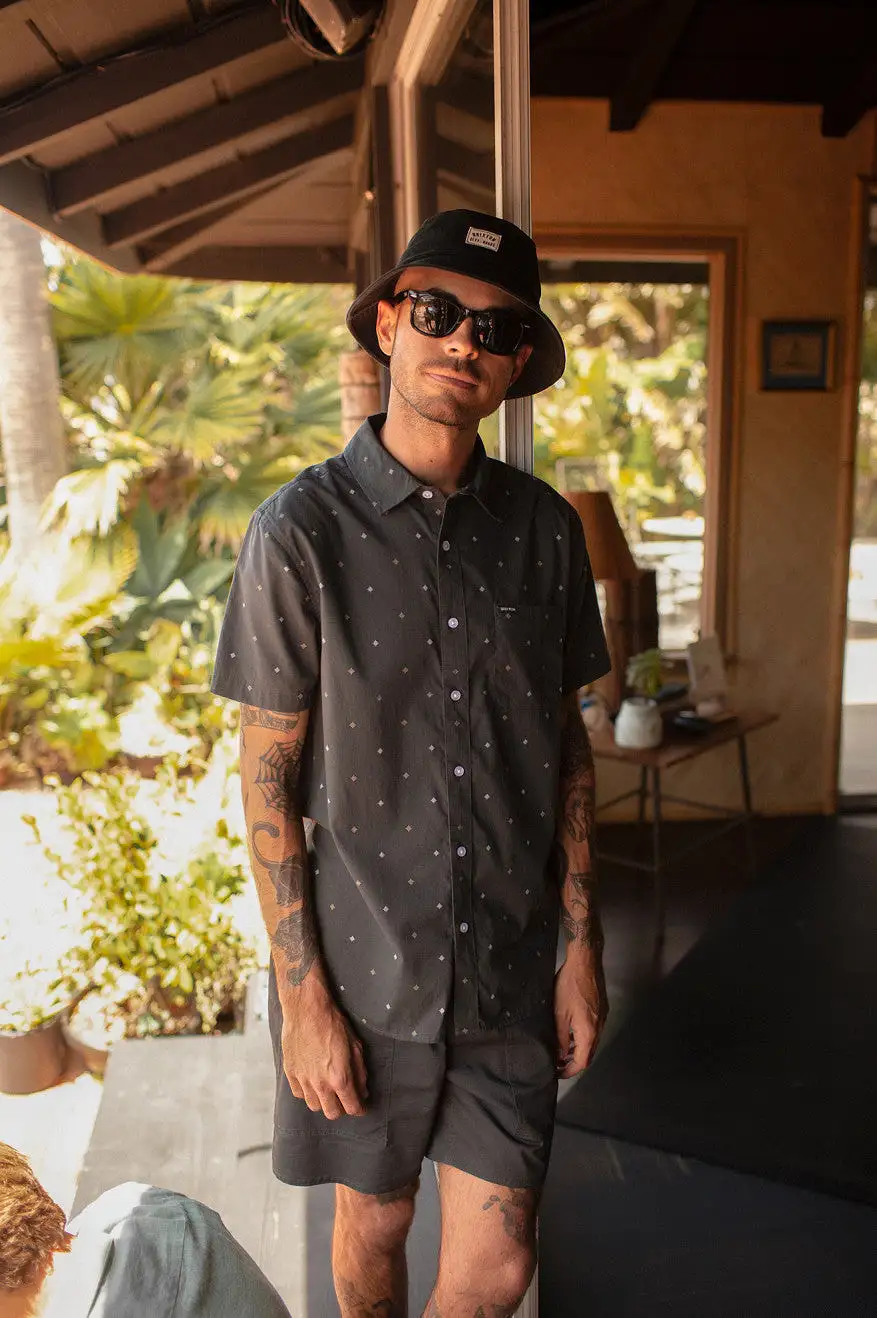 Charter Print S/S Shirt - Washed Black Pyramid