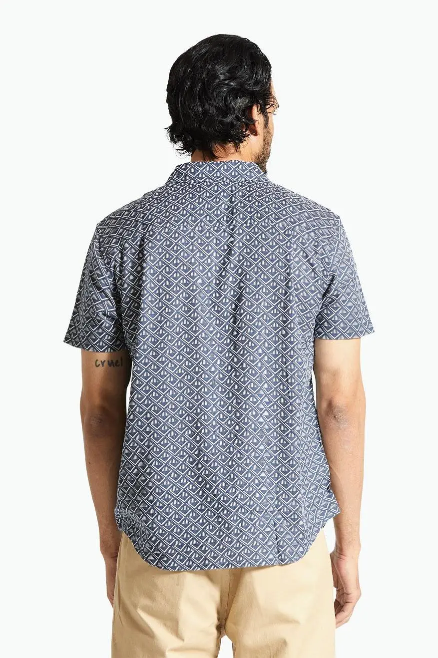 Charter Print S/S Woven Shirt - Washed Navy/White Tile