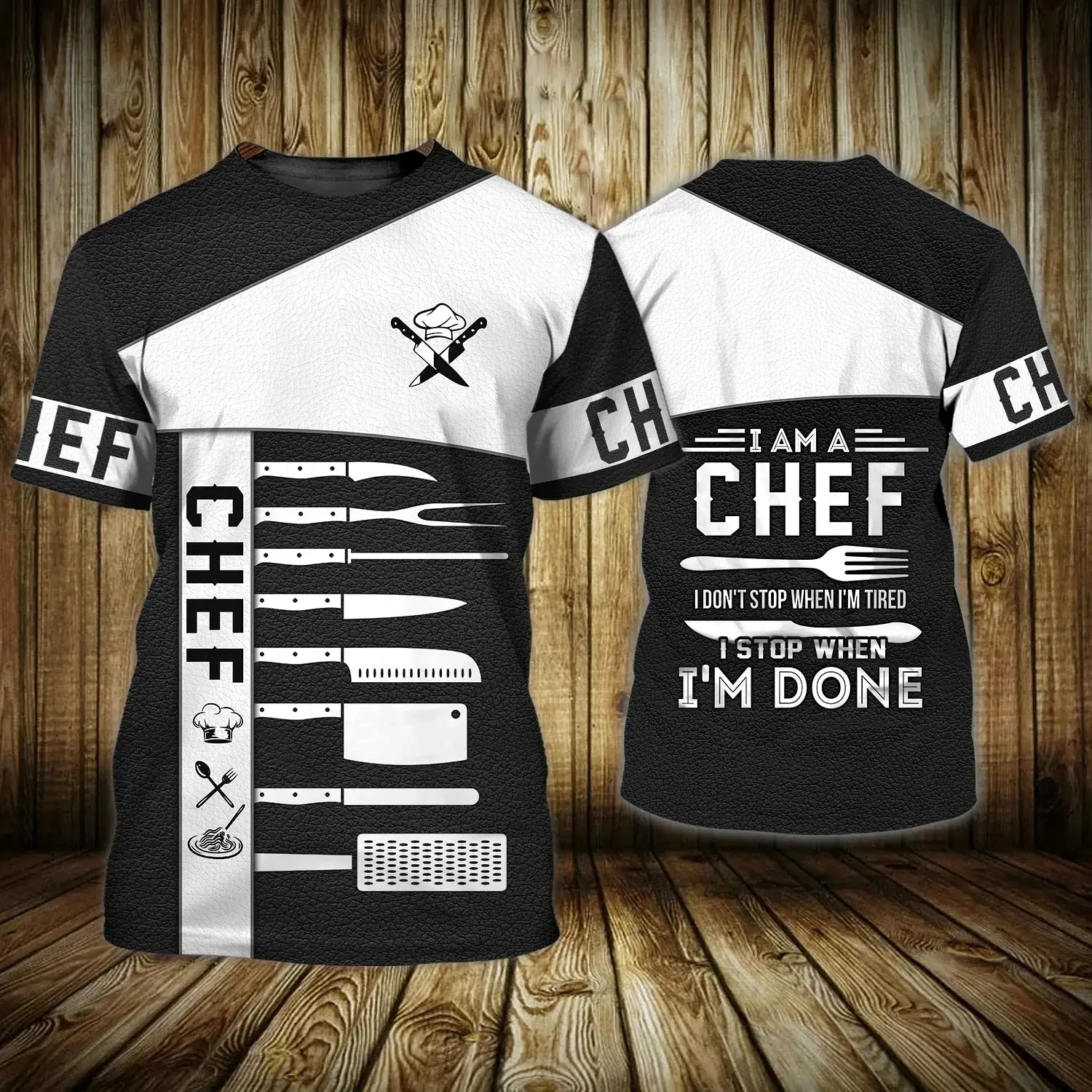 Chef T-shirts 3D Custom Printed O-Neck Oversized