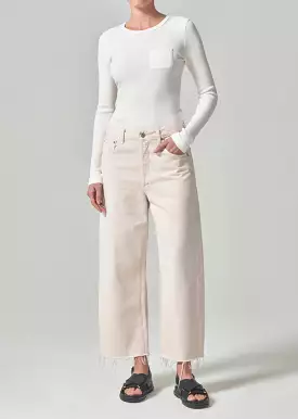 Citizens of Humanity Ayla Raw Hem Crop Jean in Twill Almondette