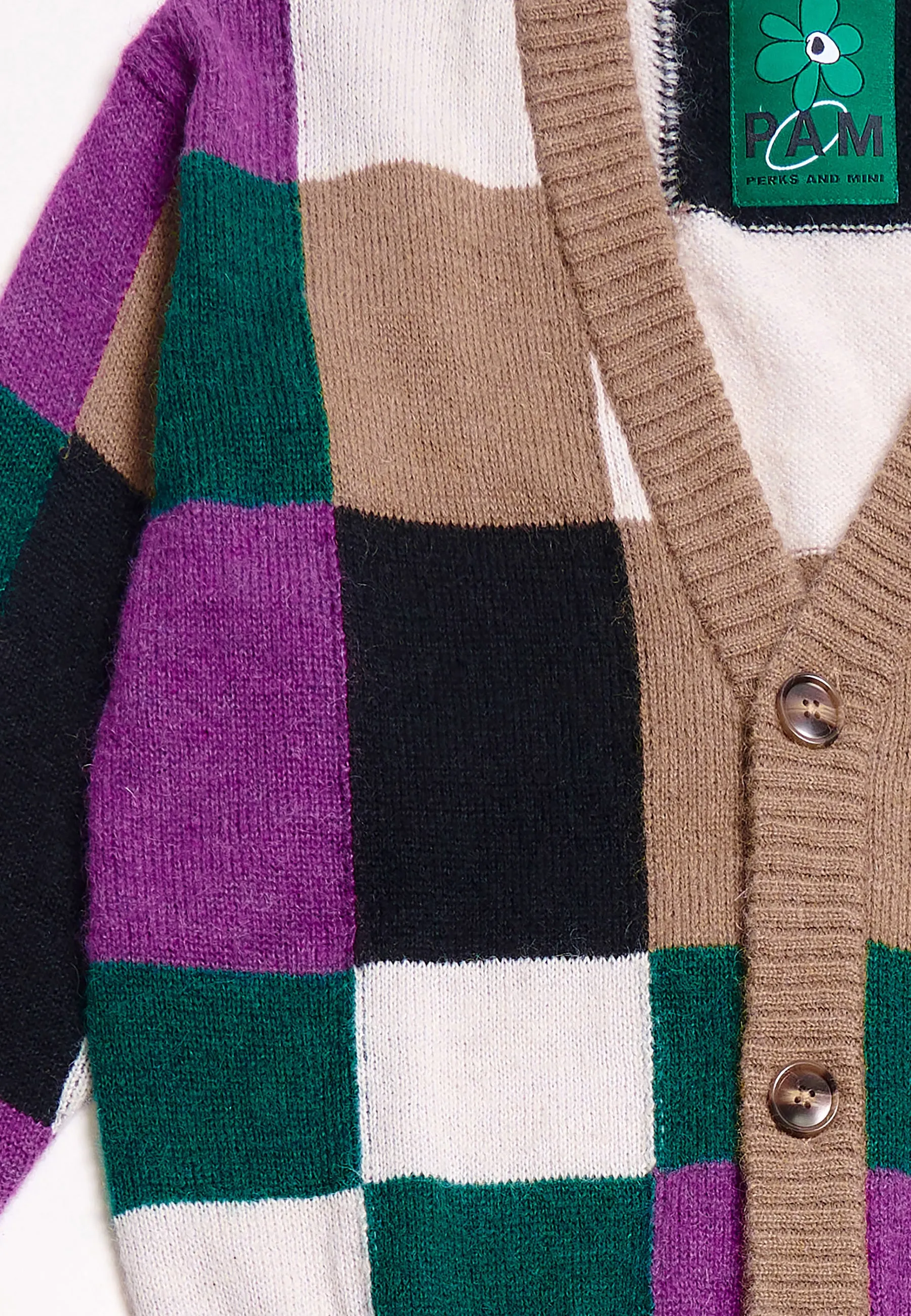 Communal Fields Knitted Mohair Cardigan - winter checks