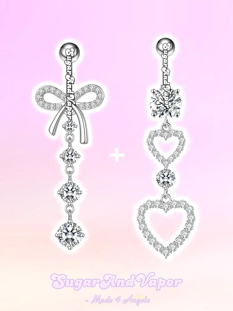 Coquette Bling Tassels Belly Ring 2 Pieces Set