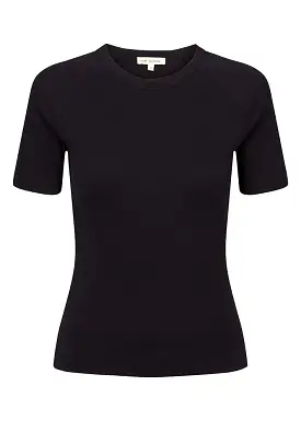 Esmé Studios Blossom SS O-neck Rib T-shirt - Black