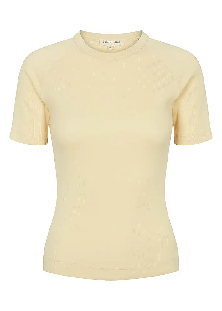 Esmé Studios Blossom SS O-neck Rib T-shirt - Summer Melon