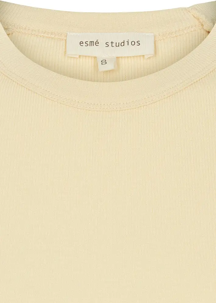 Esmé Studios Blossom SS O-neck Rib T-shirt - Summer Melon