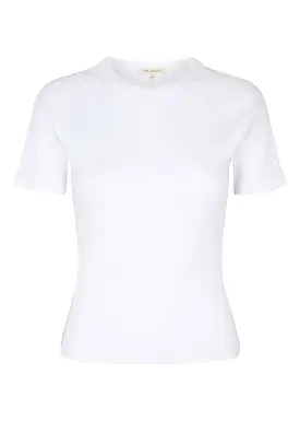 Esmé Studios Blossom SS O-neck Rib T-shirt - White