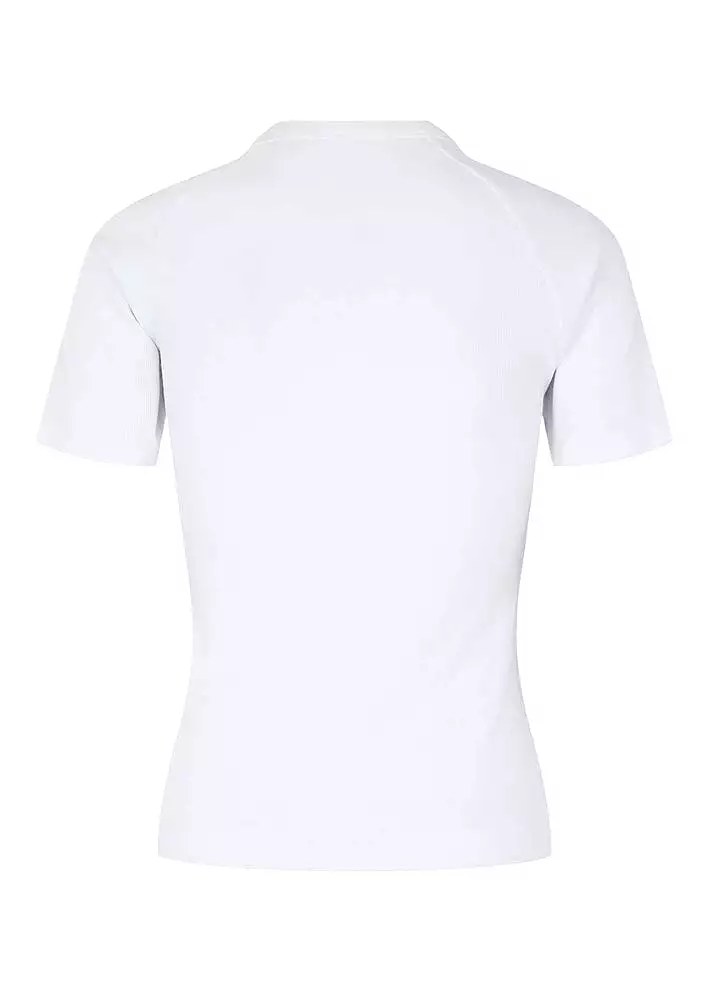 Esmé Studios Blossom SS O-neck Rib T-shirt - White