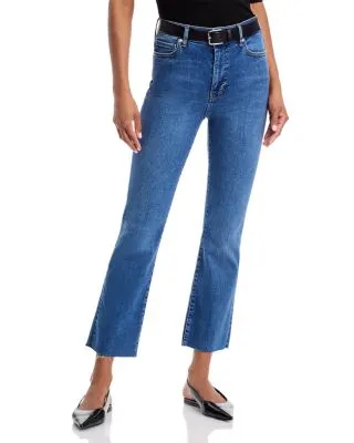 Frame Le High Straight High Rise Raw Hem Jeans in Mermaid