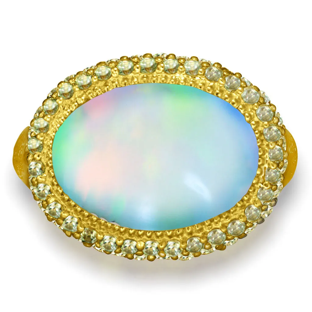 Gold Cocktail Ring with Opal & Peridot