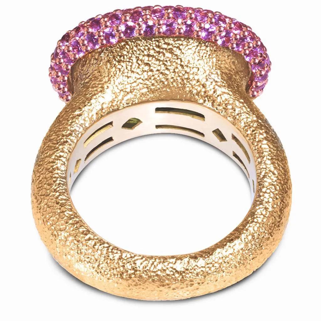 Gold Cocktail Ring with Peridot & Pink Sapphire