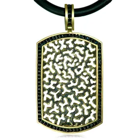 Gold Diamond Contrast Tag Pendant/Necklace On Cord