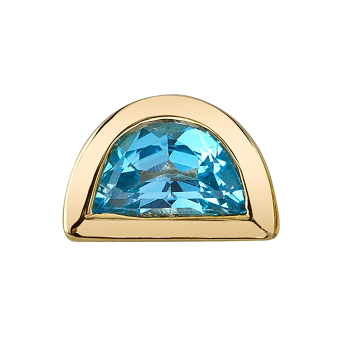 Half Moon Bezel Threaded End in Gold with Swiss Blue Topaz