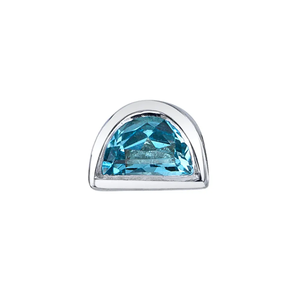 Half Moon Bezel Threaded End in Gold with Swiss Blue Topaz