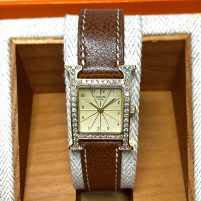 HERMS HEURE H Quartz 25mm Two Tone 0.91TCW DIAMOND Watch