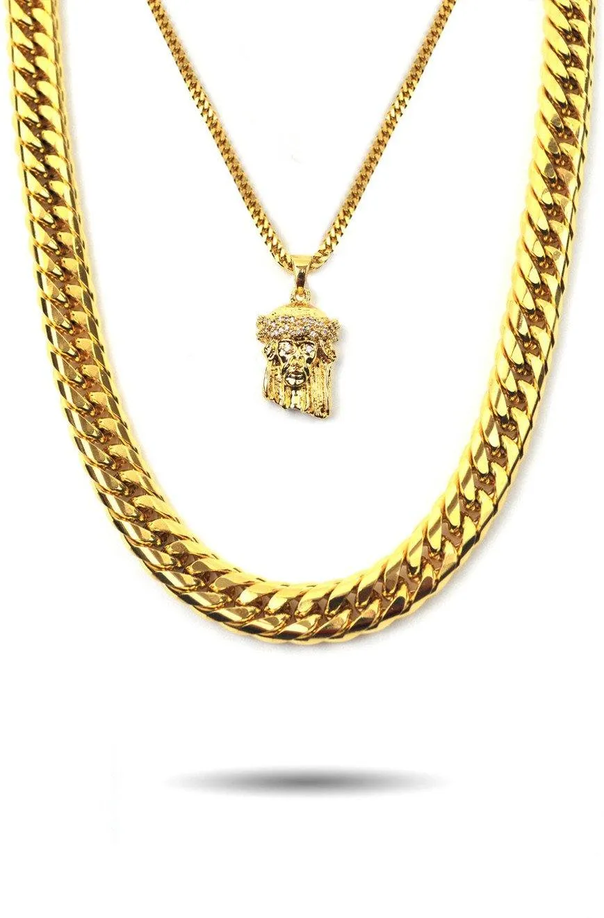 Jesus Piece & Cuban Link Set