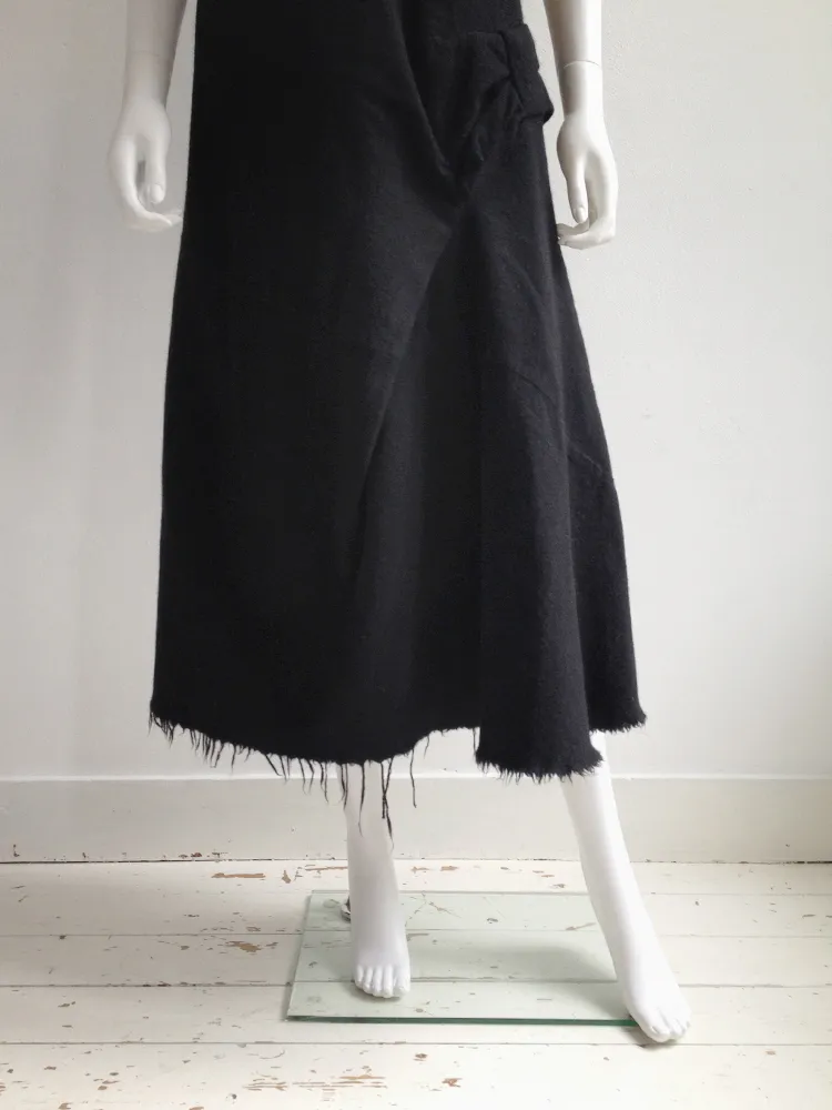 Junya Watanabe black bowtie dress with raw hem — fall 2003