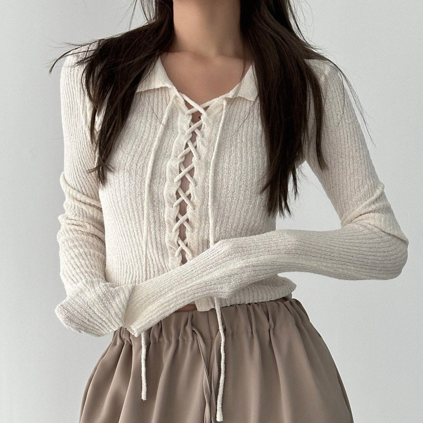 Knit Lace-Up Top