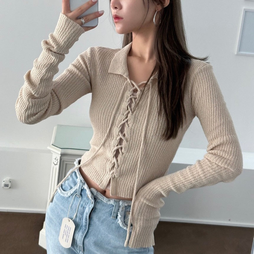 Knit Lace-Up Top