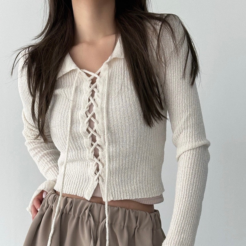 Knit Lace-Up Top