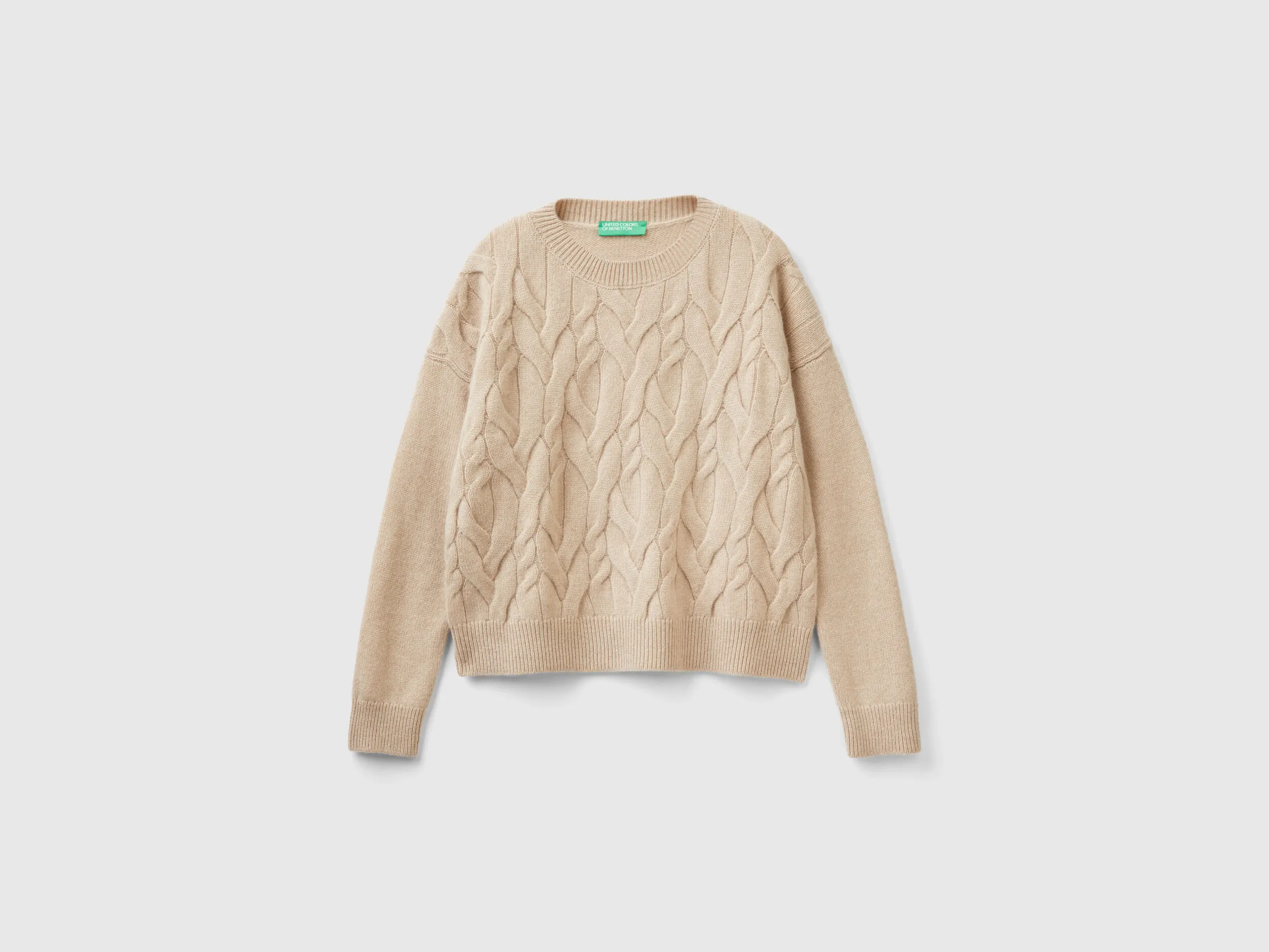 Knit sweater in pure cashmere - Beige | Benetton