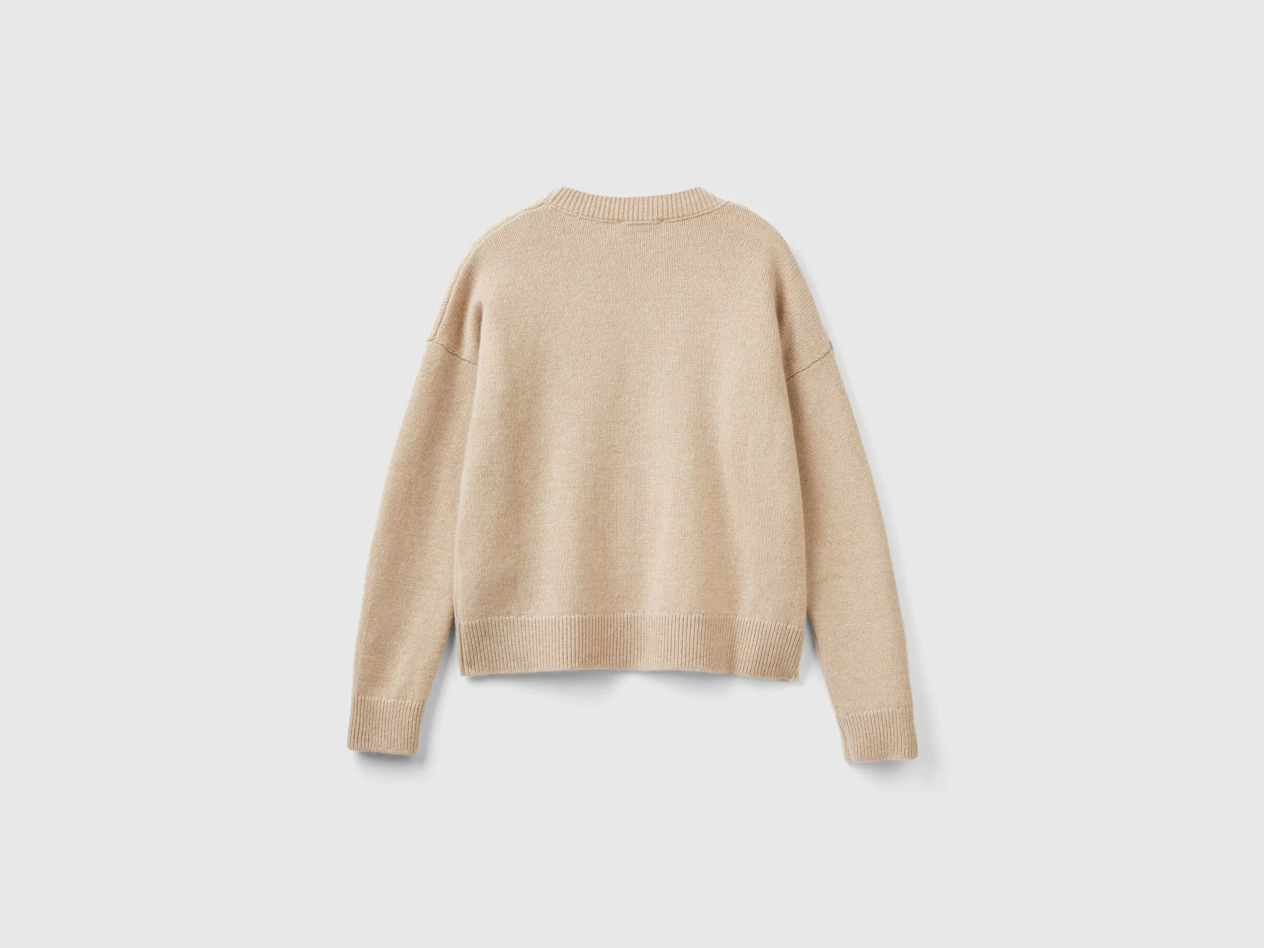 Knit sweater in pure cashmere - Beige | Benetton