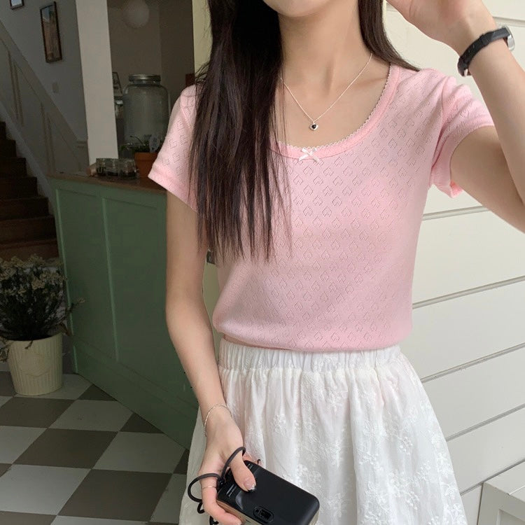 Lace Neck Frill Top