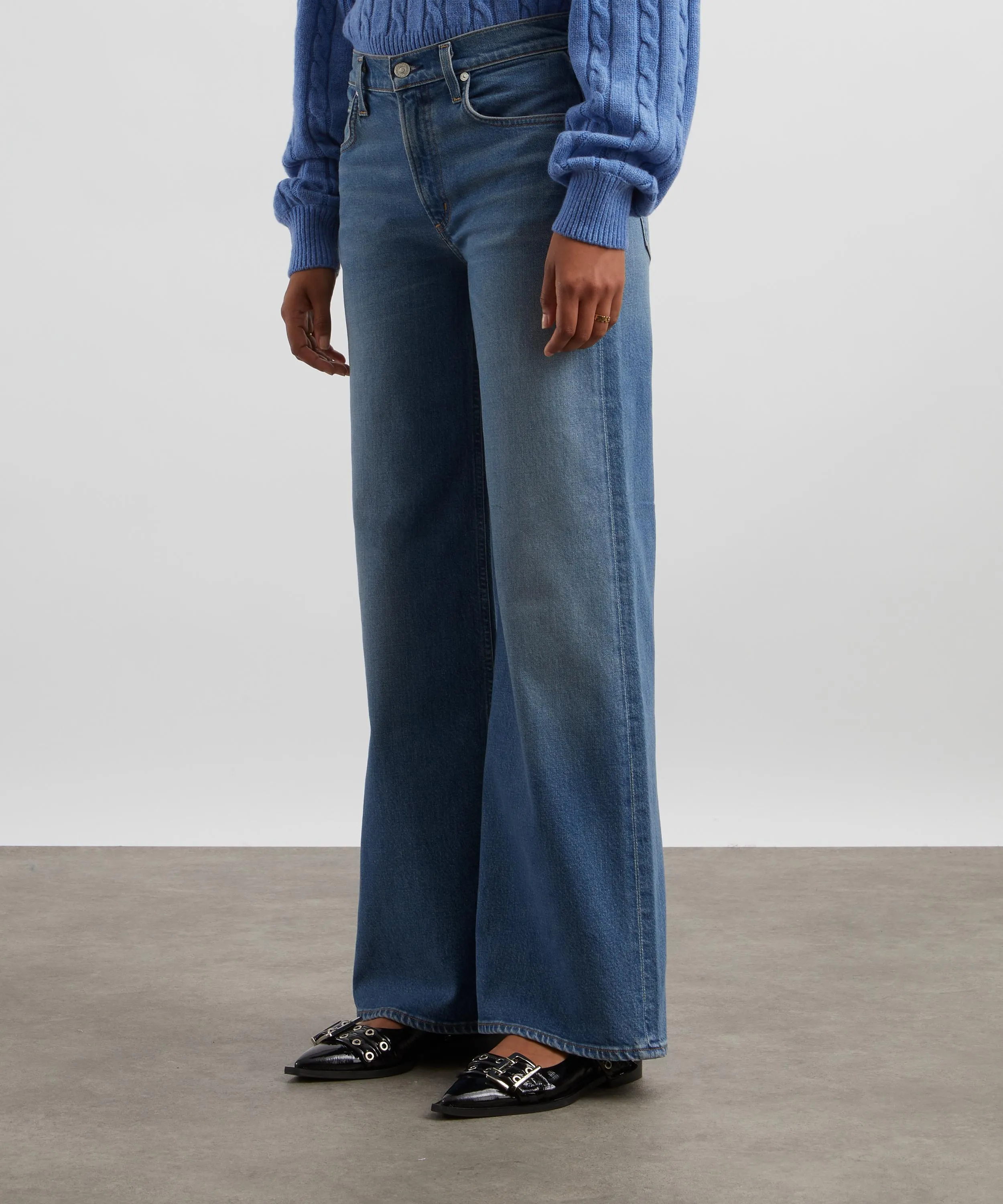 Lolli Mid-Rise Baggy Jeans Palazzo 